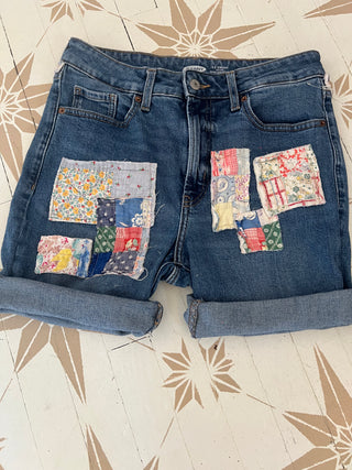 Upcycled Shorts Quilt Patches - Size 8