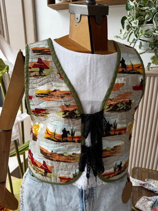 Handmade Reversible Quilted Vest Desert - Size Small