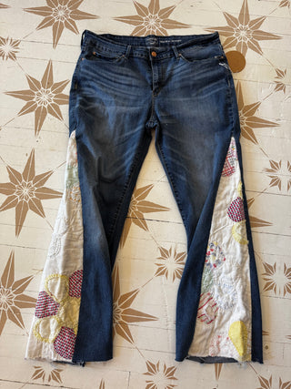 Upcycled Levi Jeans Flare Quilted - Size Mens 32/33 Womans 14-16