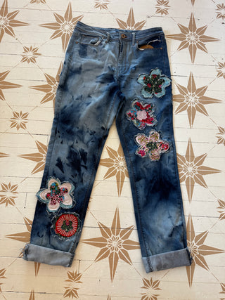 Upcycled Jeans Flower power - Size 10