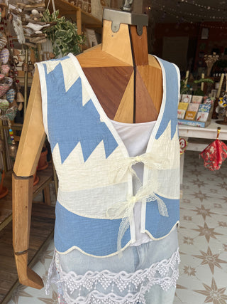Blue and White Quilted Vest