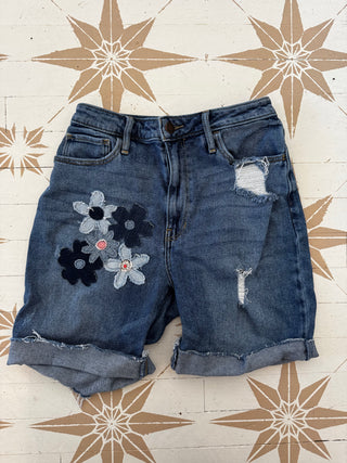 Jean Shorts w/ Jean Flower Fabric - Size 3