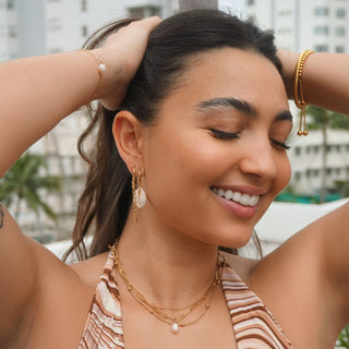 Renee GOLD Double Chain Pearl Choker Necklace