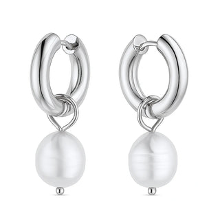 Melrose Mini Hoop Pearl Earring - Gold and Silver