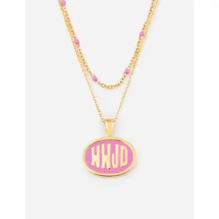 WWJD Pink & Gold Layered Necklace