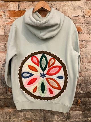Mint Green Hoodie w/ quilted Medallion - Size M