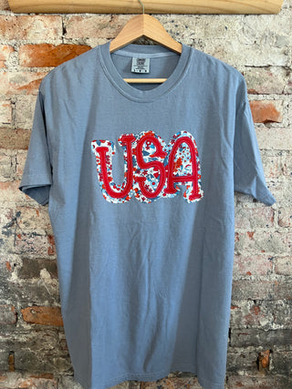 USA flowers Tee Comfort Colors Size -Large