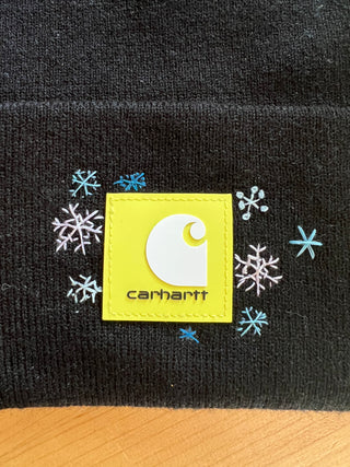 Black Carhartt Beanie - Snowflakes