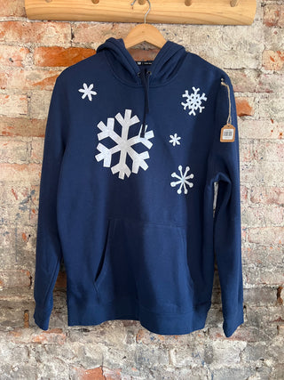 Navy Blue Snowflake Hoodie - Size M