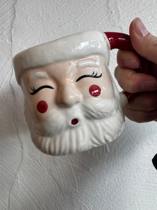 Hand-Painted Stoneware Santa Mug