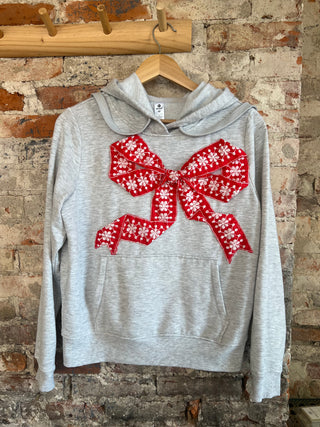 Christmas Bow Cropped Hoodie - M