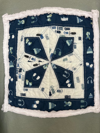 Green Crewneck blue/white Patchwork - Size Large