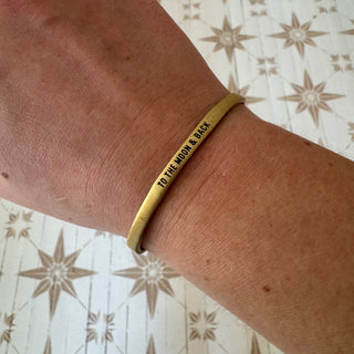 Gold Brass Cuff Bracelet w/ Sayings