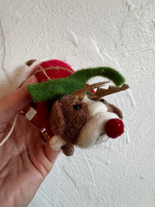 Wool Felt Holiday Dog Ornament