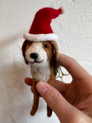 Wool Felt Holiday Dog Ornament