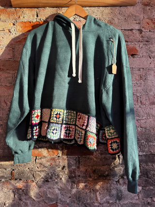 Patchwork Green Sweatshirt - Junior Medium