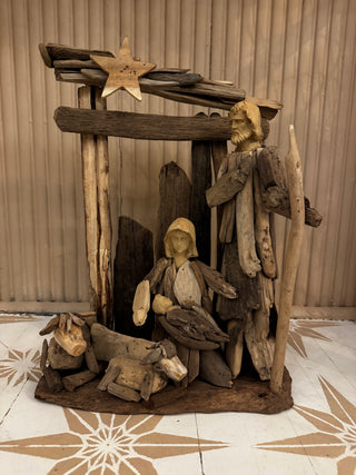 Nativity Mary, Joesph, Jesus w/ animals 12.5"x6.5"x18.5"