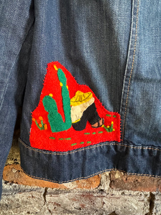 Spanish Themed Jean Jacket Size - XL (runs small)