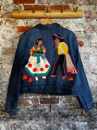 Spanish Themed Jean Jacket Size - XL (runs small)