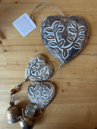 Triple Heart Wood Chime