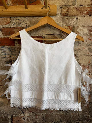 Side Tie Top White - Size Medium