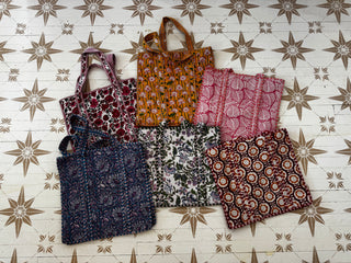 Assorted Cotton Quilted Tote Bag | Travel Bag | Beach Bag