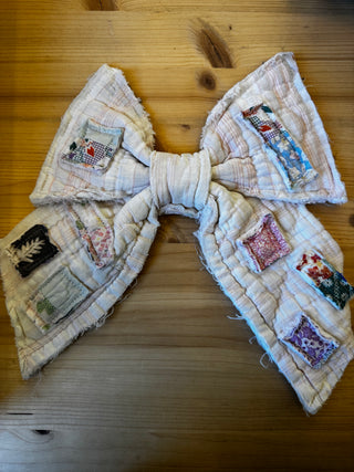 Quilted Bow - for totes, baskets, wreaths (ONE OF A KIND)