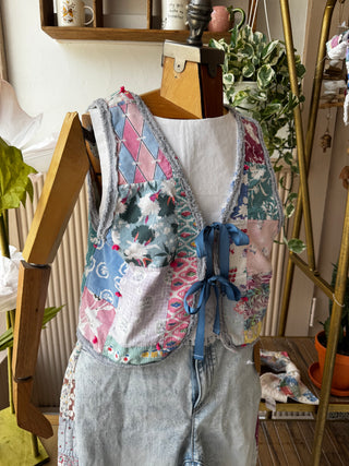 Handmade Upcycled Quilt Vest - Size Small