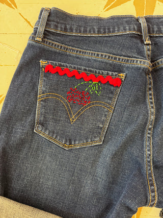Levi Shorts Hand Embroidered - Size 4