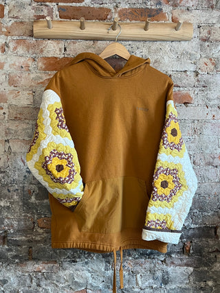 Quilted Sleeve Mustard Levi Hoodie - Size Medium