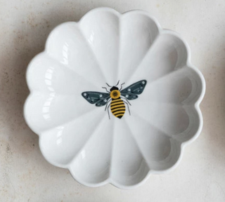 Stoneware Fluted Dish w/ Insect, 4 Styles