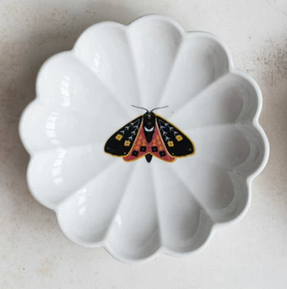 Stoneware Fluted Dish w/ Insect, 4 Styles