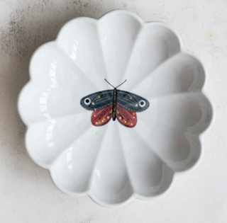 Stoneware Fluted Dish w/ Insect, 4 Styles