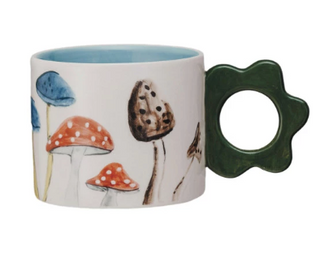 Hand-Painted Mug w/ Flower Shaped Handle (4 Styles)