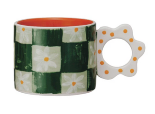 Hand-Painted Mug w/ Flower Shaped Handle (4 Styles)