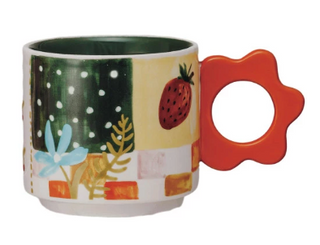 Hand-Painted Mug w/ Flower Shaped Handle (4 Styles)