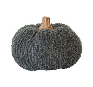 Cotton Blend Bouclé/Velvet Pumpkin w/ Wood Stem, 6 Styles