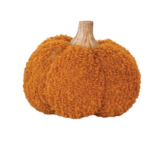 Cotton Blend Bouclé/Velvet Pumpkin w/ Wood Stem, 6 Styles