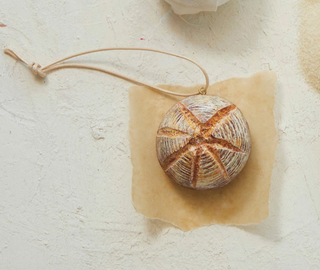 Hand-Painted Resin Bread Loaf Ornament, Brown