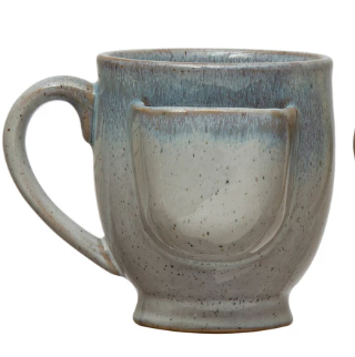 Mug w/ Tea Bag Holder, Reactive Glaze, 3 Colors, 12 oz (Each One Will Vary)