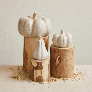 Stoneware Pumpkin, Reactive Glaze, Cream Color Speckled (Each One Will Vary)