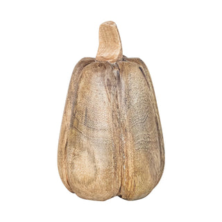 Mango Wood Stained Pumpkin - 5-3/4"H