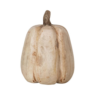 Mango Wood Stained Pumpkin -  7"H