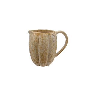 Stoneware Pumpkin Shaped Pitcher with Leaf (Each One Will Vary) - 1-1/2 Quart