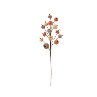 Foam & Velvet Pumpkin Stem, Tan, Orange & Cream Color
