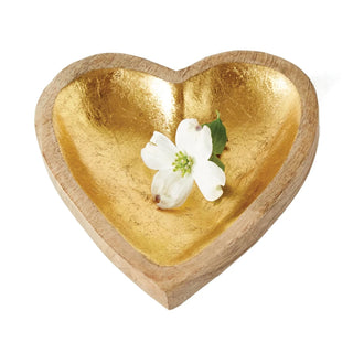 Gold Mango Wood Heart Bowl