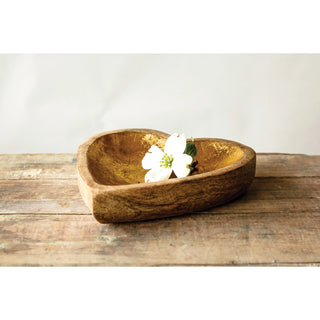 Gold Mango Wood Heart Bowl