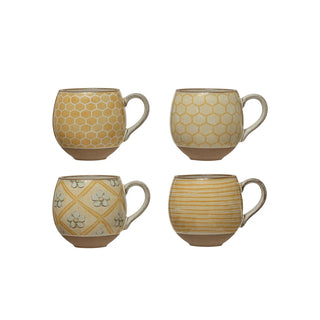 Yellow Stoneware Mug (4 Styles w/ Bee on the interior)