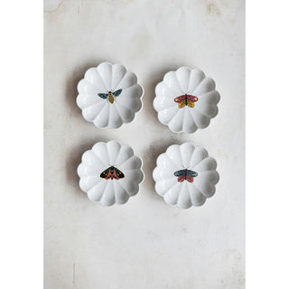 Stoneware Fluted Dish w/ Insect, 4 Styles