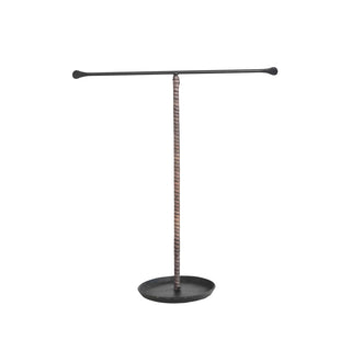 Cast Metal & Leather Wrapped Jewelry Stand, Black